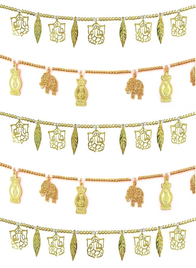 BENAVJI Decorative Door Toran with Golden Elephant Kalash & Ganesh Charms Bandhanwar for Ganesh Chaturthi Pooja Room Festive Decor Mandir & Home Decoration for Festivals Weddings Housewarming